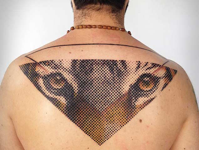 Halftone tiger tattoo