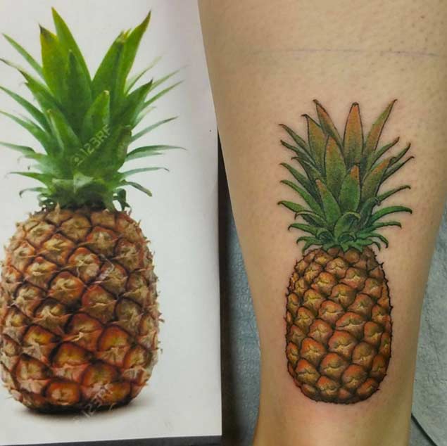 Hyperrealism Pineapple Tattoo