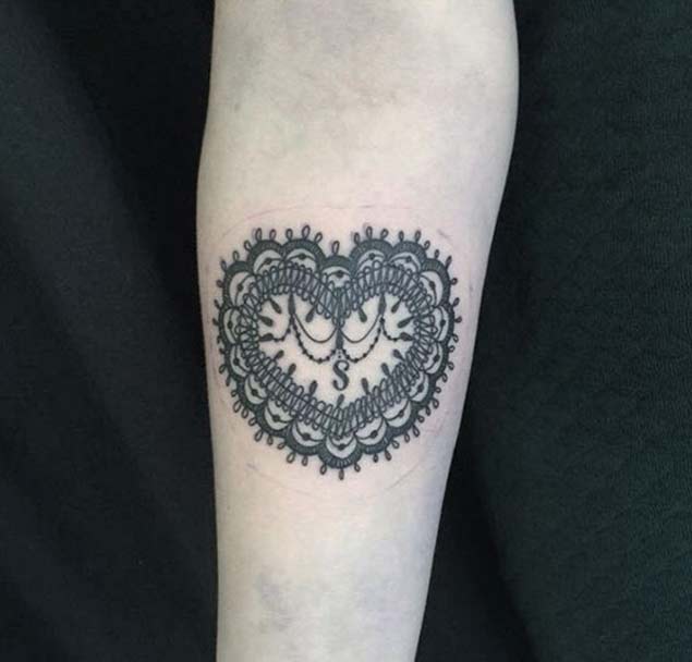 Lace heart tattoo