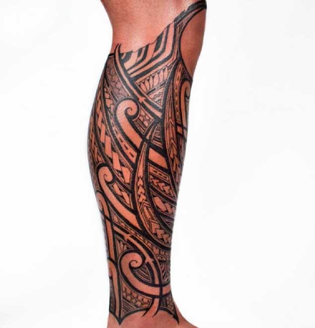 Tribal Tattoo on Leg by Kenny Brown