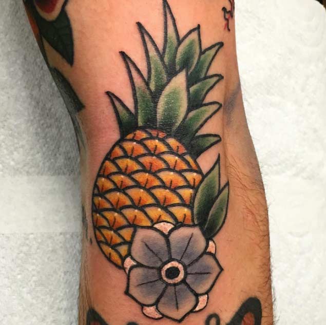 Pineapple Tattoo with Flower