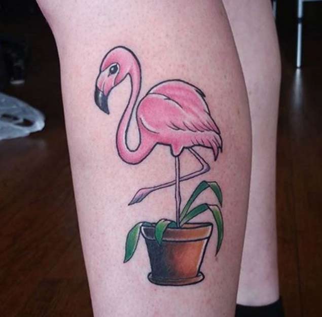 Pink Flamingo Tattoo by Cheri Gourlay