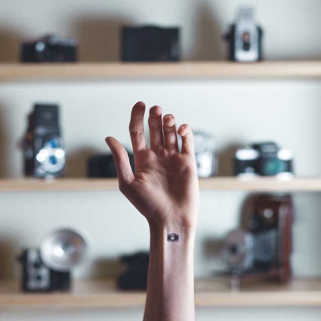 Miniature camera tattoo