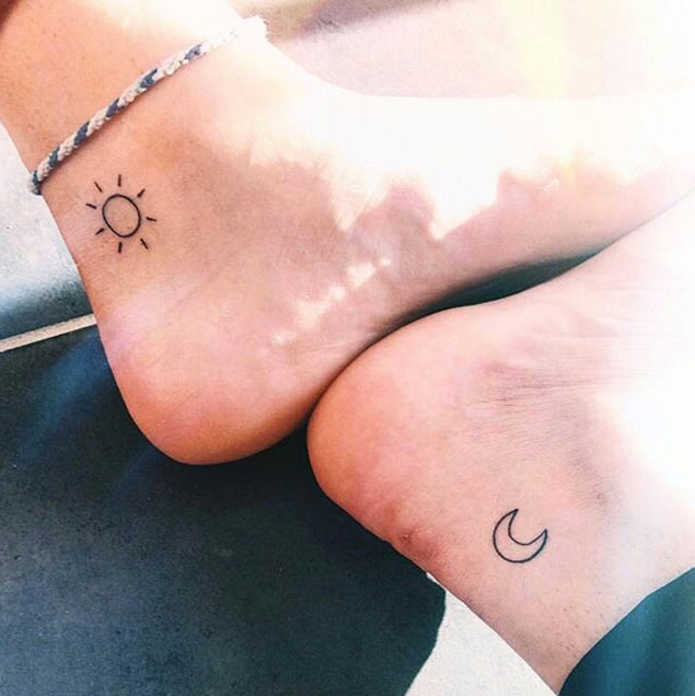 Tiny Sun and Moon Tattoo
