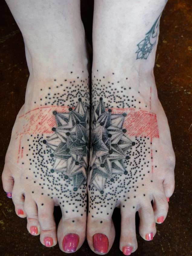Symmetrical Foot Tattoo by Xoii