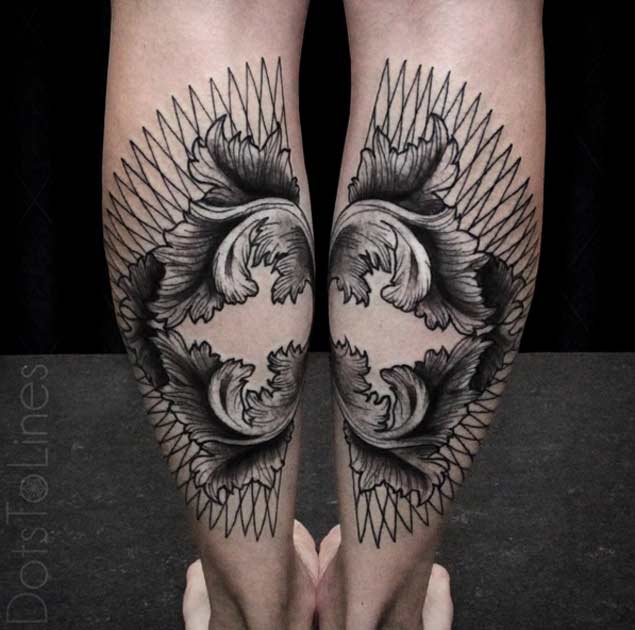 Symmetrical Leg Tattoo by Chaim Machlev