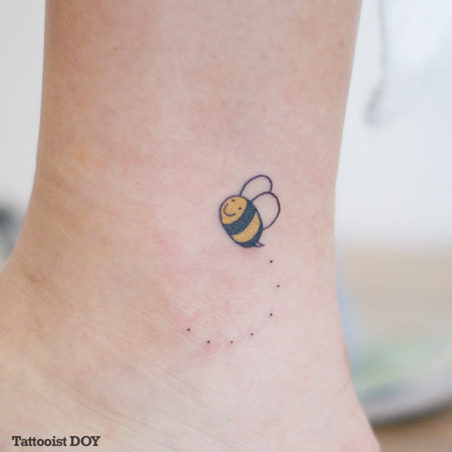 Little Bee Ankle Tattoo