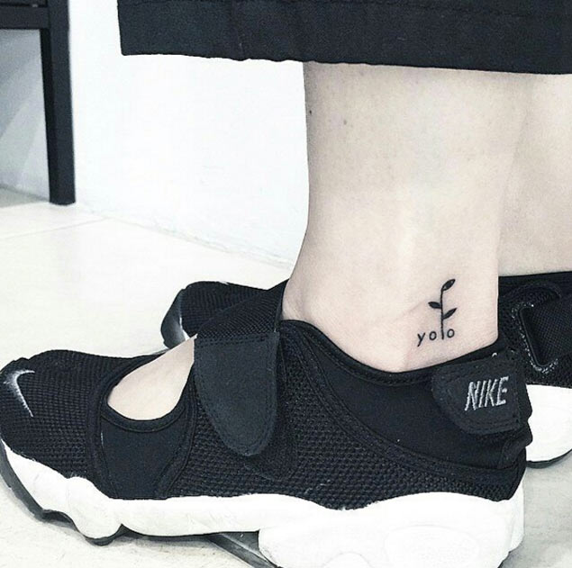 YOLO ankle tattoo