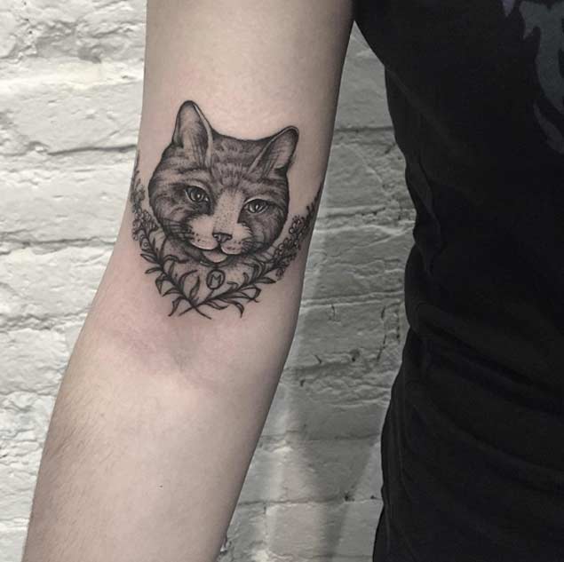 Dotwork Cat Tattoo
