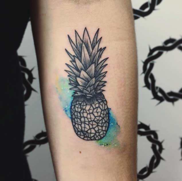 Watercolor pineapple tattoo