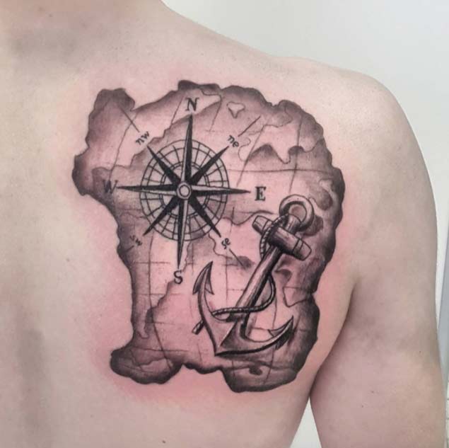 Compass and Anchor Tattoo by Craig Storry