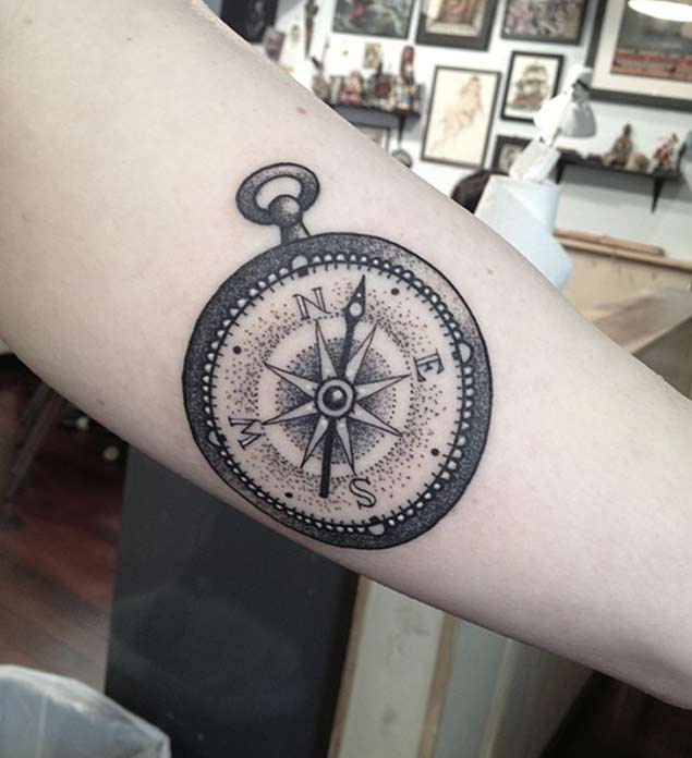 Dotwork Compass Tattoo by Erik Jacobsen