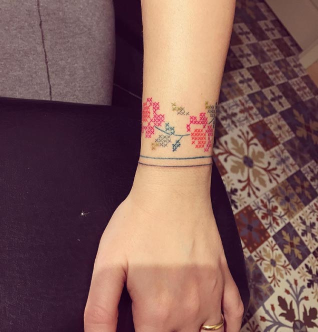 Cross Stitch Bracelet Tattoo Design