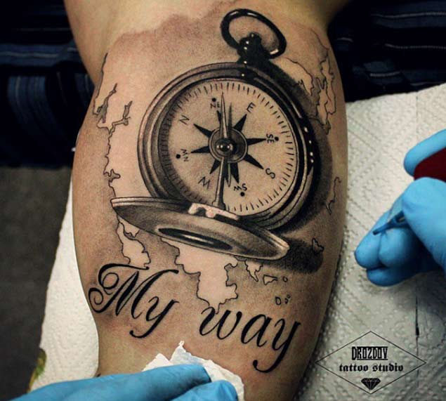 Hyperrealism Compass Tattoo by Vladimir Drozdov