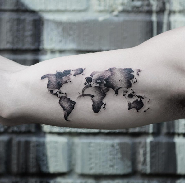 Watercolor Map Tattoo by Georgia Grey