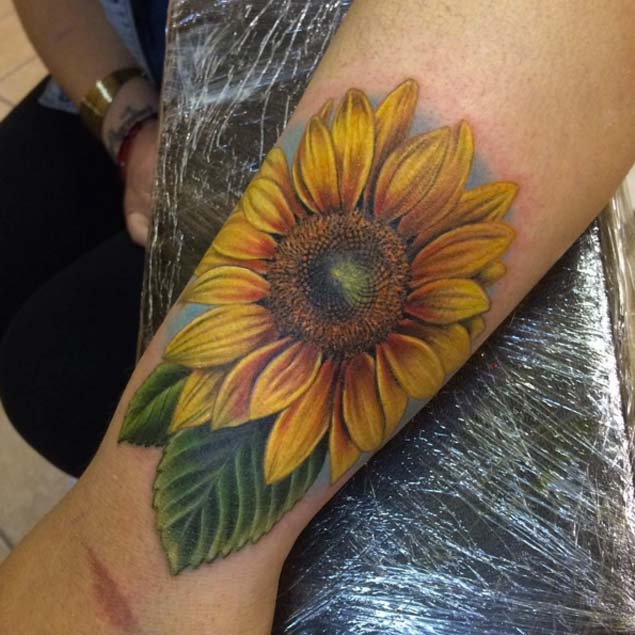 Sunflower Tattoo on Wrist by Danny Mateo