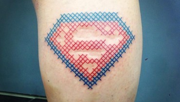 Superman Cross Stitch Tattoo Design