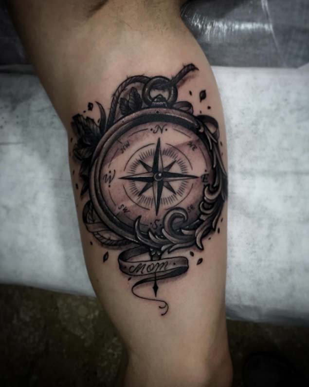 Blackwork Compass Tattoo by Juan Ramos