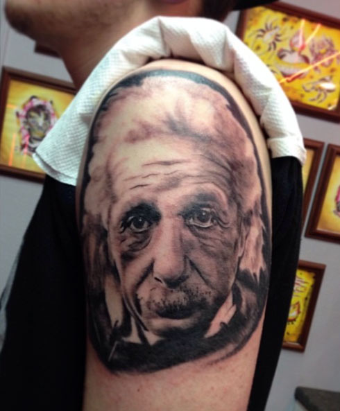 Albert Einstein Tattoo by Sarah Pokalsky