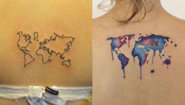 40 World Map Tattoos That Will Ignite Your Inner Travel Bug - TattooBlend