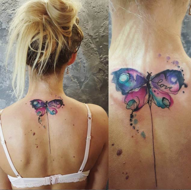 Watercolor Butterfly Tattoo Design by Simona Blanar