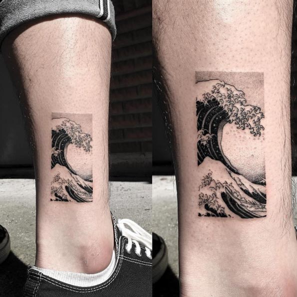 Rectangular confined wave tattoo by Oozy