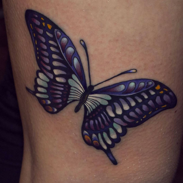 Pearlescent Butterfly Tattoo Design by David Fomin