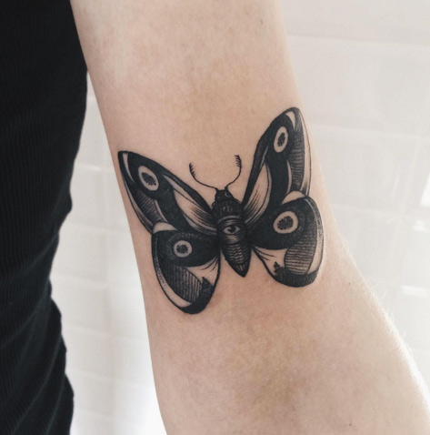 Blackink Butterfly Tattoo by Remova Zhenya