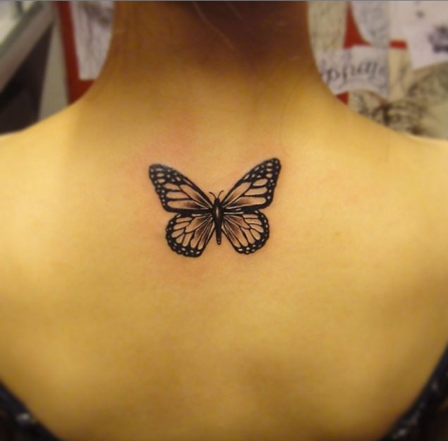Blackwork Butterfly Tattoo Design by Black Fish Tattoo