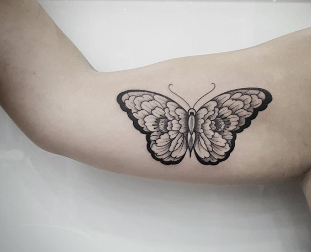 Blackwork Butterfly Tattoo by Benjamin Doukakis