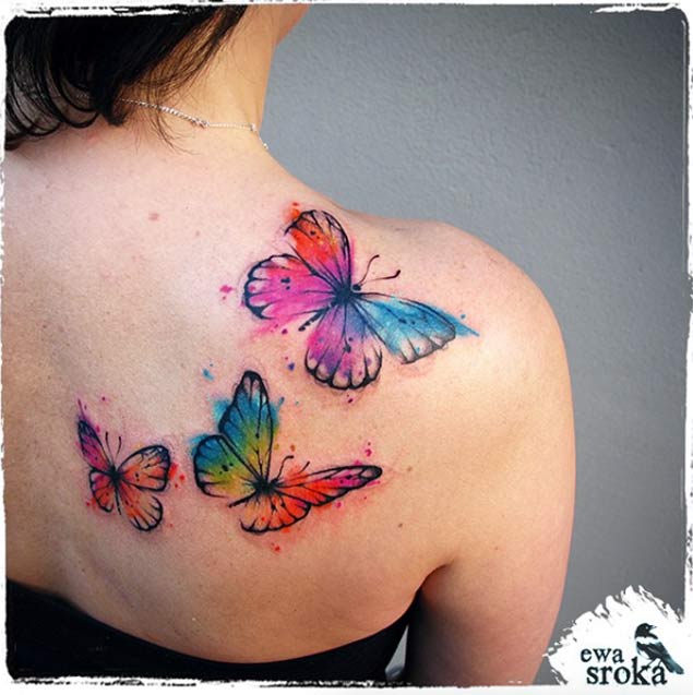 Watercolor Butterfly Tattoo by Ewa Sroka