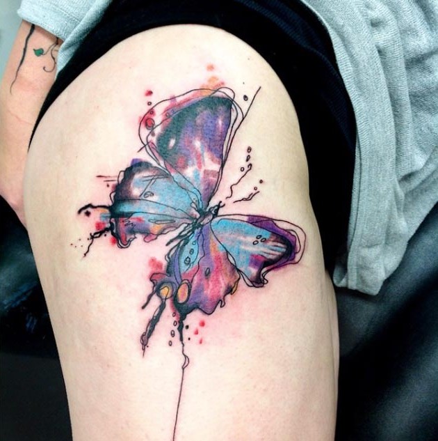 Watercolor Butterfly Tattoo Design by Simona Blanar