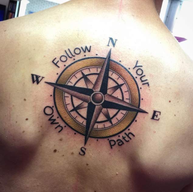 Large Compass Tattoo on Back