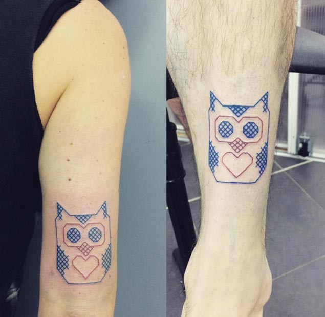 Cross Stitch Owl Tattoo by Mariette