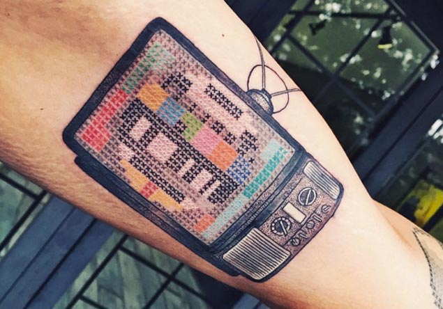 Cool Cross Stitch Tattoo Design
