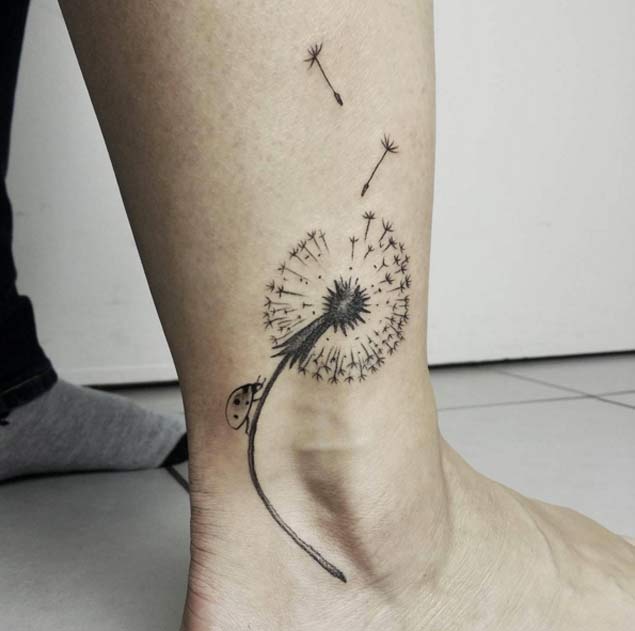 Dandelion Ankle Tattoo by Norako