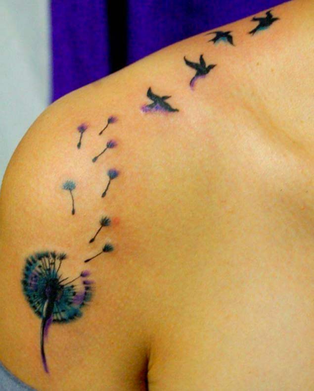 Fantastic Dandelion Tattoo by JenNahFur