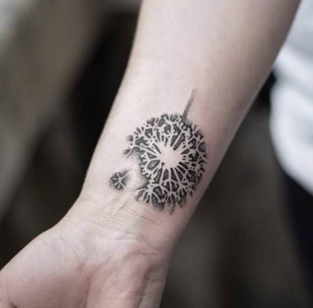 Dandelion Wrist Tattoo by Uls Metzger