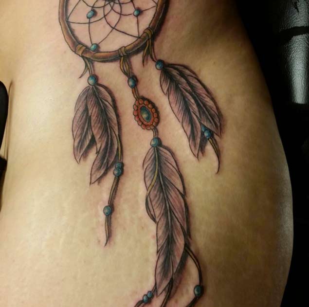 Dreamcatcher Tattoo on Thigh