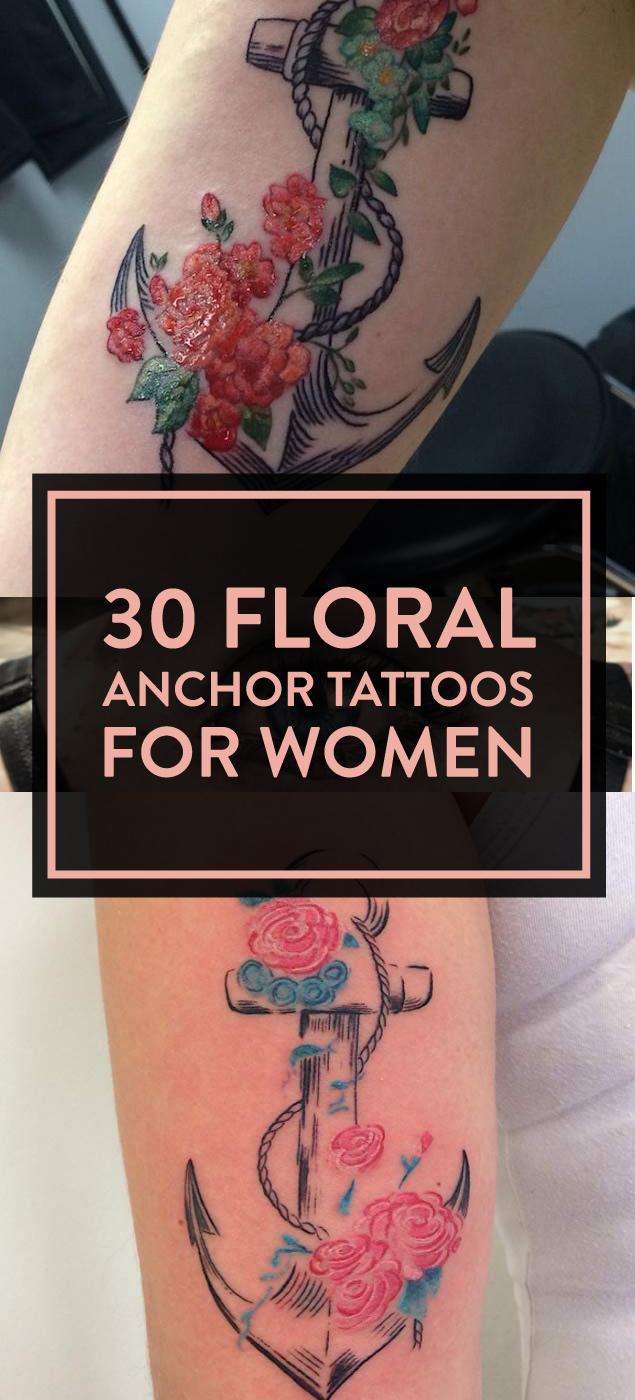 30 Floral Anchor Tattoo Designs For Women | TattooBlend