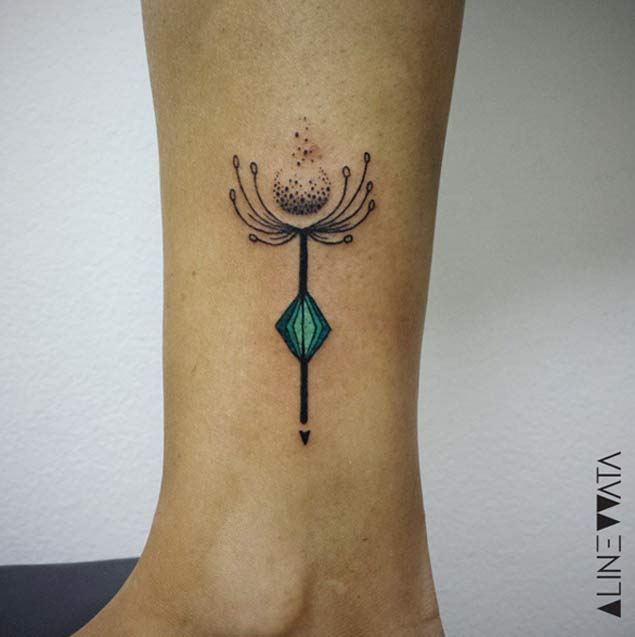 Geometric Dandelion Tattoo by Aline Wata
