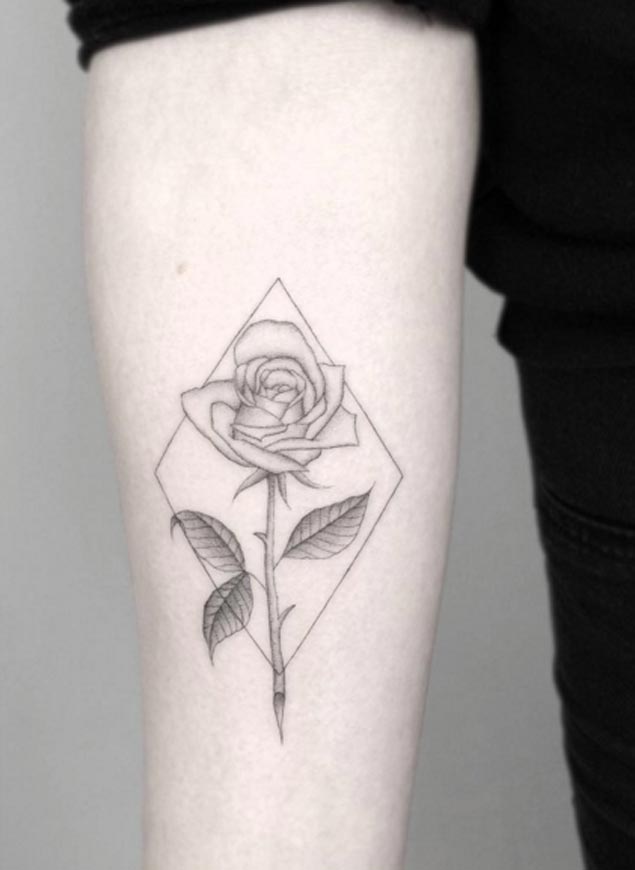 Minimalistic Rose Tattoo by Jakub Nowicz