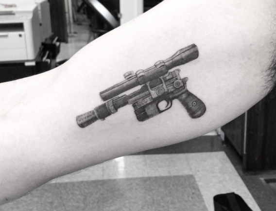 Han Solo Blaster Tattoo by Brian Woo
