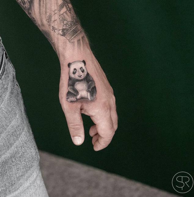 Panda Tattoo on Hand by Sven Rayen