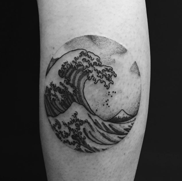 Hokusai Wave Tattoo on Foot by Three Tides