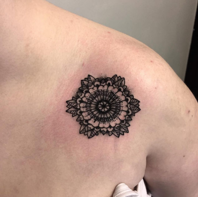 Mandala Shoulder Tattoo by Paul Bachman