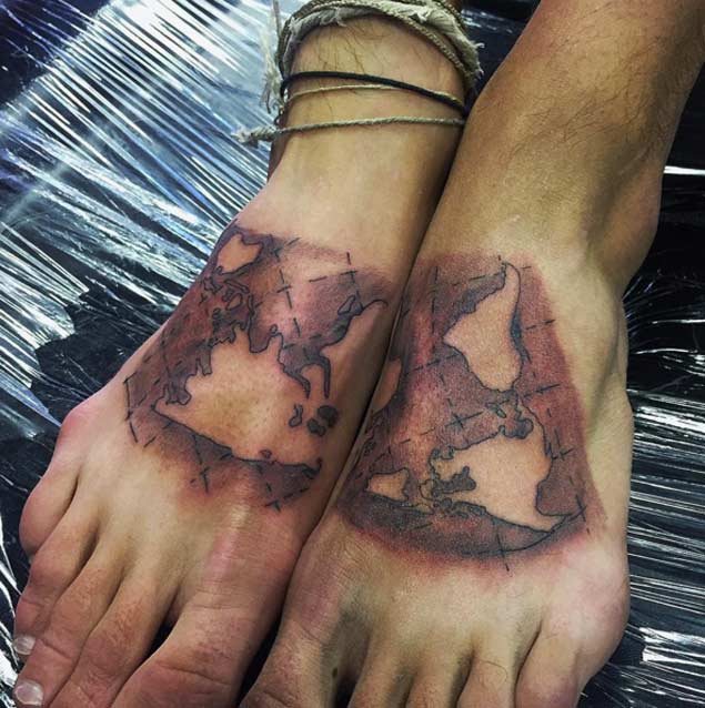 Old World Map Tattoo by Ivan Anglin