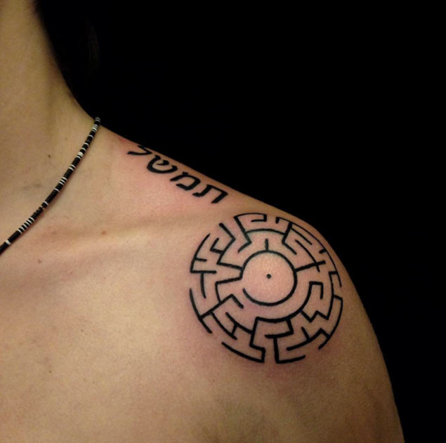 Maze Tattoo on Shoulder by Ivan Fungus