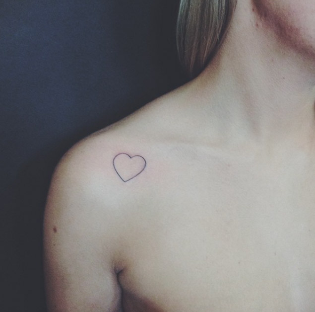 Minimal Heart Tattoo on Shoulder by Anna Bravo