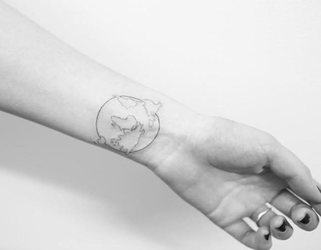 Minimalism Map Tattoo on Wrist by Joice Wang